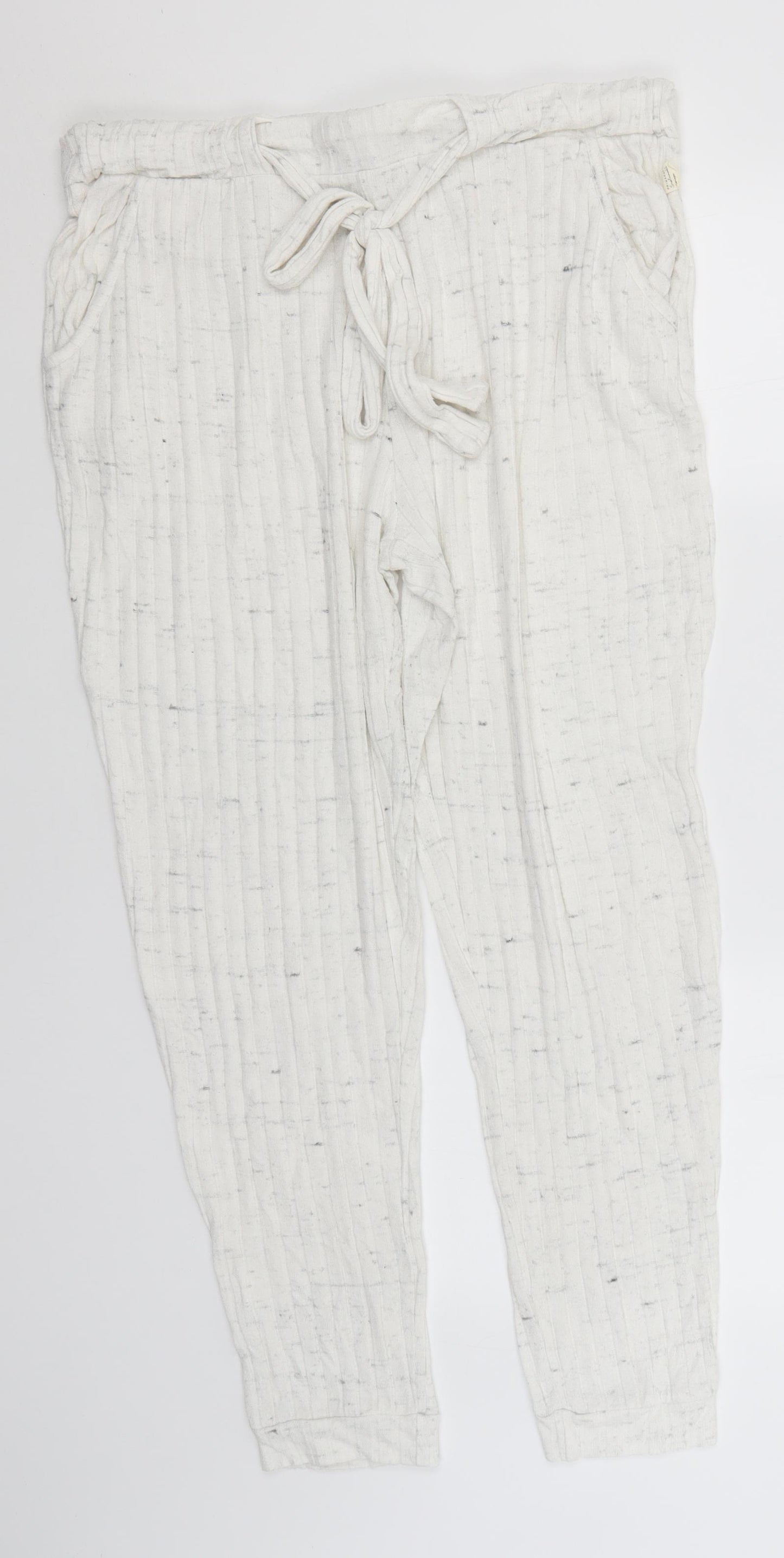 Primark Womens White Striped Viscose  Pyjama Pants Size 14