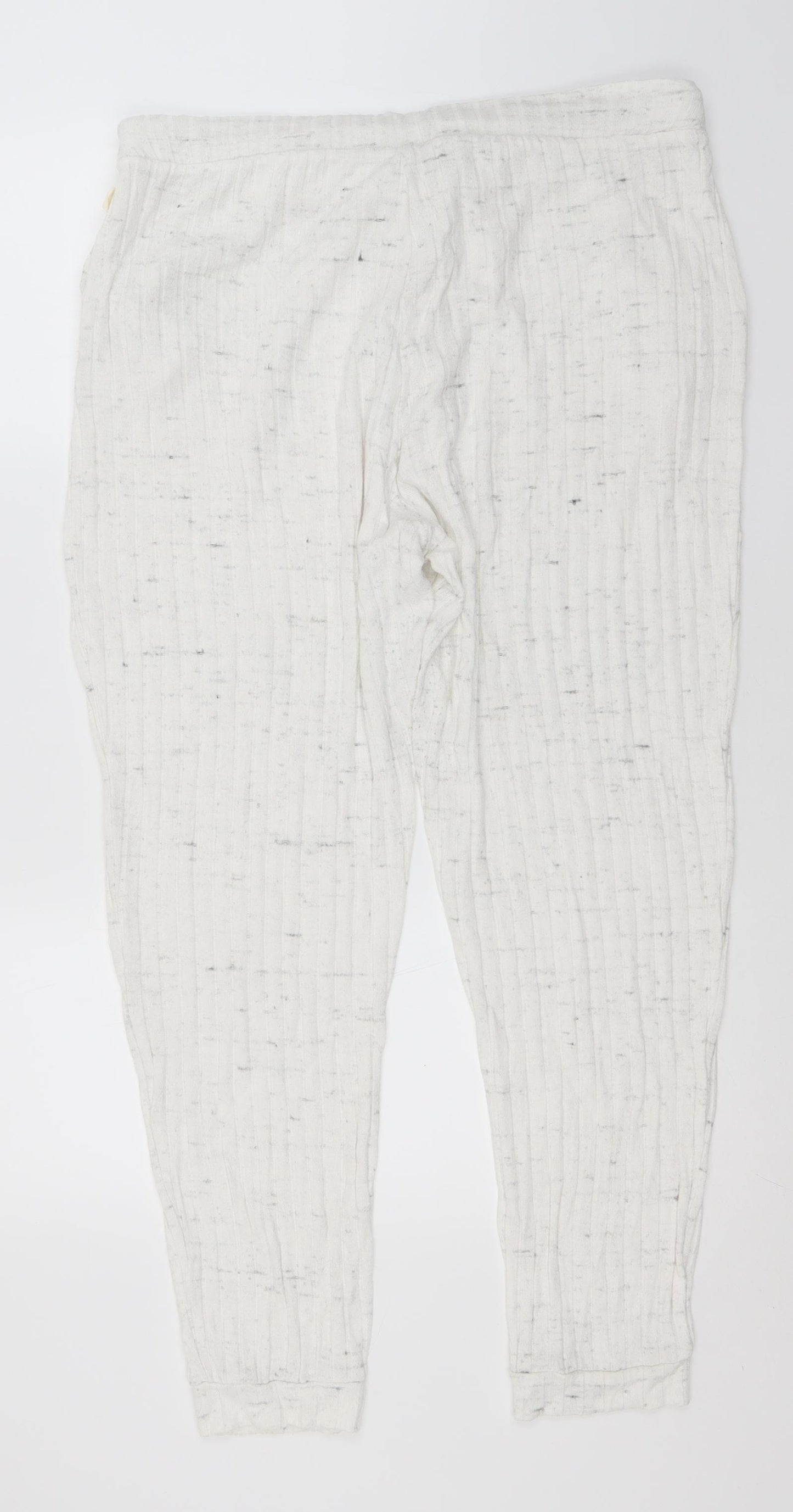 Primark Womens White Striped Viscose  Pyjama Pants Size 14