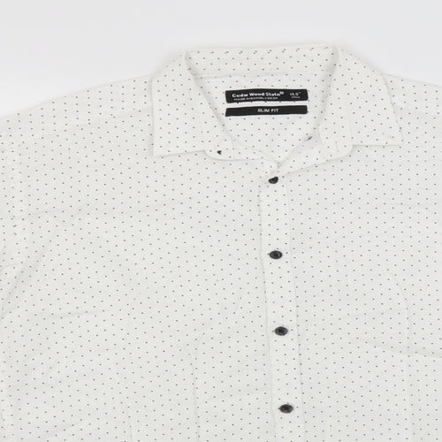 Cedar Wood State Mens White Polka Dot   Button-Up Size 14.5 Collared
