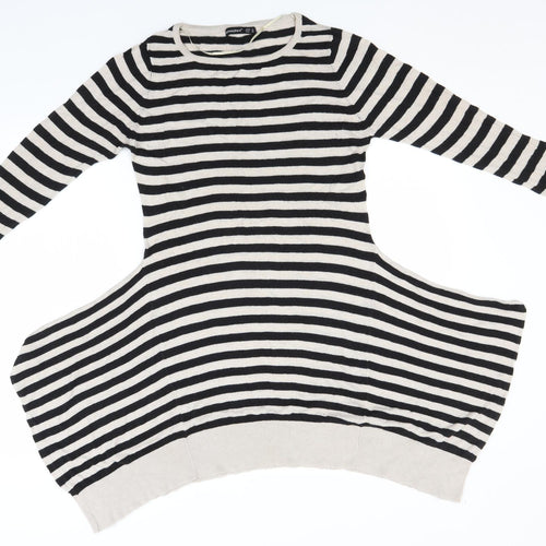 Atmosphere Womens Black Striped Viscose T-Shirt Dress  Size 8  Round Neck