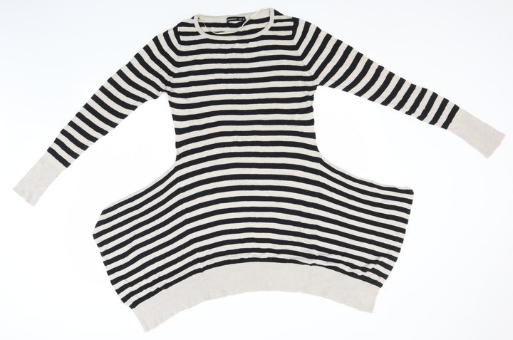 Atmosphere Womens Black Striped Viscose T-Shirt Dress Size 8 Round Neck