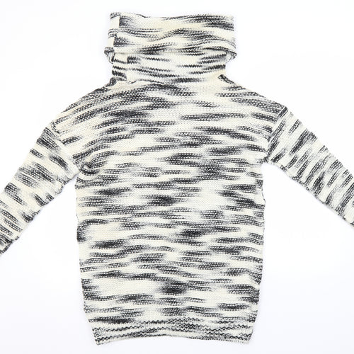 Even & Odd Womens Ivory Roll Neck Striped Acrylic Pullover Jumper Size M