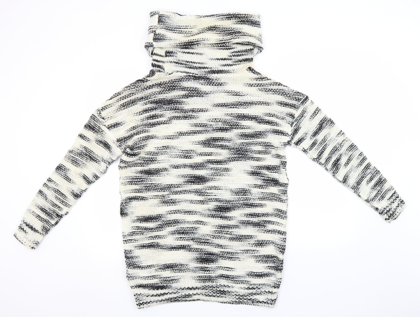 Even & Odd Womens Ivory Roll Neck Striped Acrylic Pullover Jumper Size M