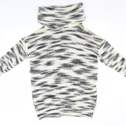 Even & Odd Womens Ivory Roll Neck Striped Acrylic Pullover Jumper Size M