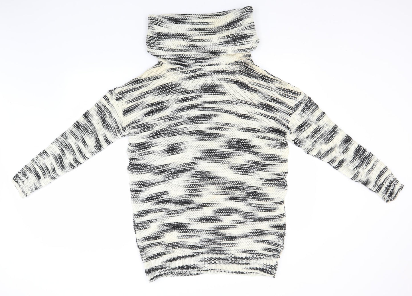 Even & Odd Womens Ivory Roll Neck Striped Acrylic Pullover Jumper Size M