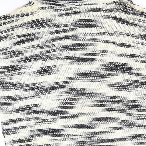Even & Odd Womens Ivory Roll Neck Striped Acrylic Pullover Jumper Size M