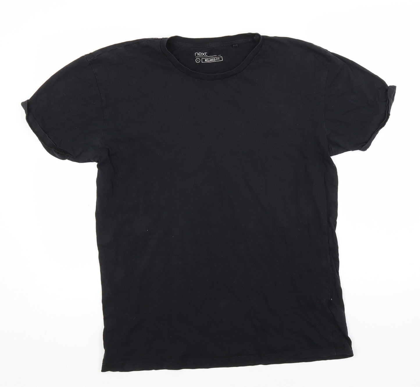 NEXT Mens Black  Cotton  T-Shirt Size L Roll Neck