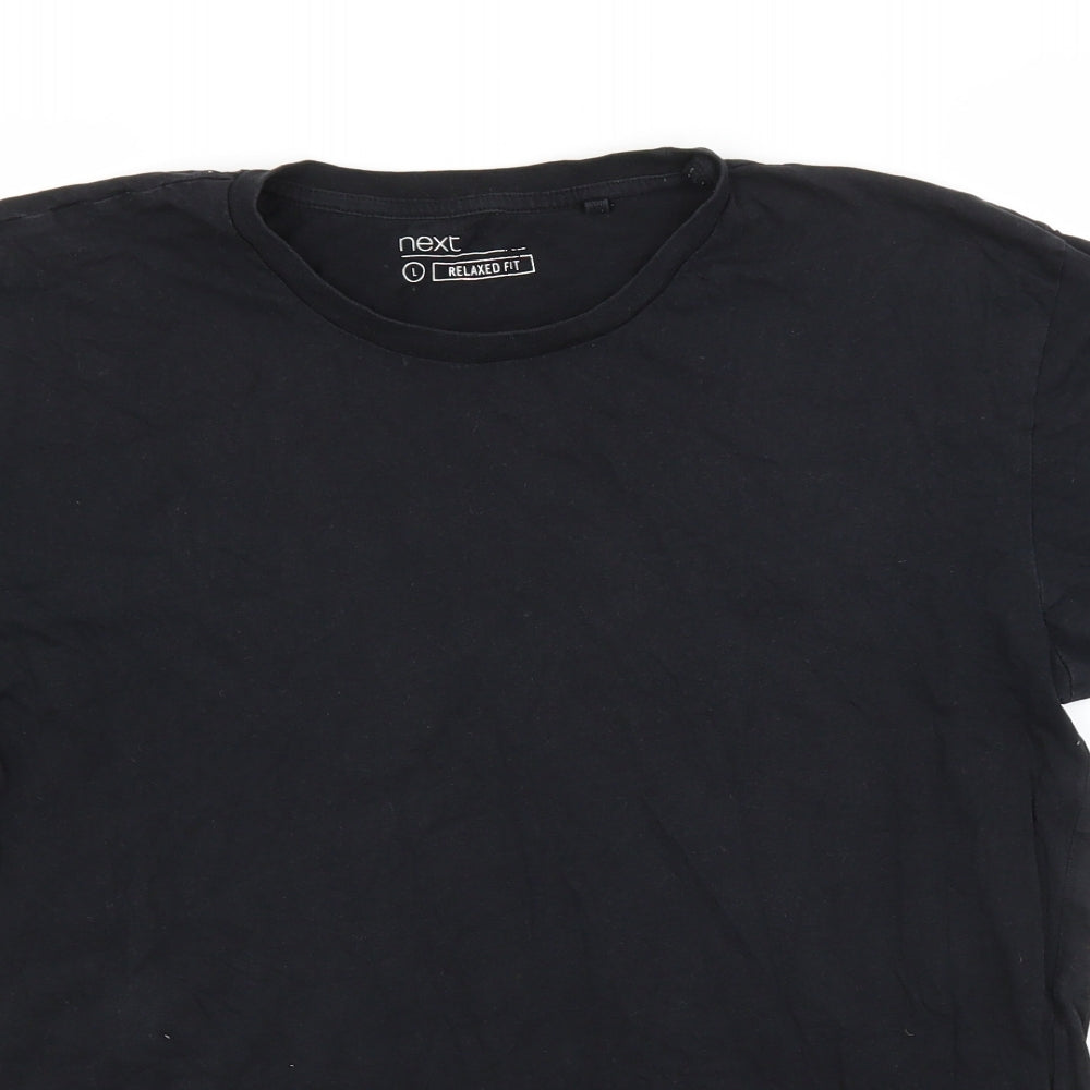 NEXT Mens Black  Cotton  T-Shirt Size L Roll Neck