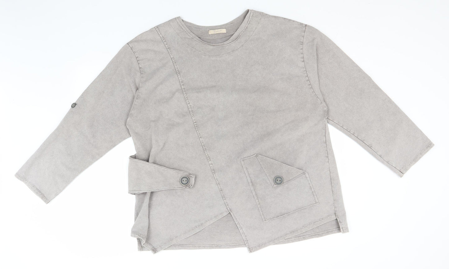 Preworn Womens Grey Round Neck  Cotton Pullover Jumper