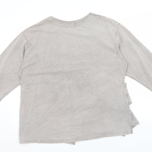 Preworn Womens Grey Round Neck  Cotton Pullover Jumper