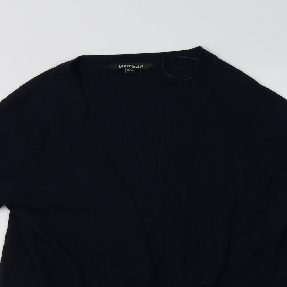 Bonmarché Womens Blue V-Neck  Viscose Cardigan Jumper Size 14