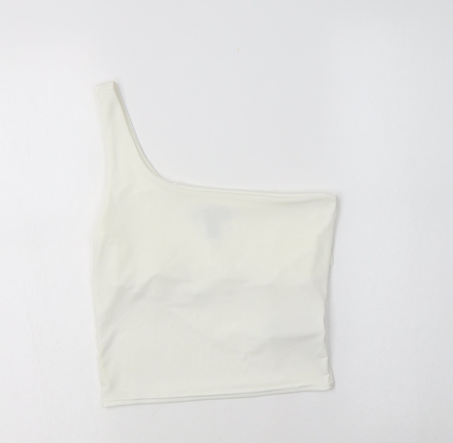 New Look Womens White  Polyester Cropped Tank Size 10 One Shoulder