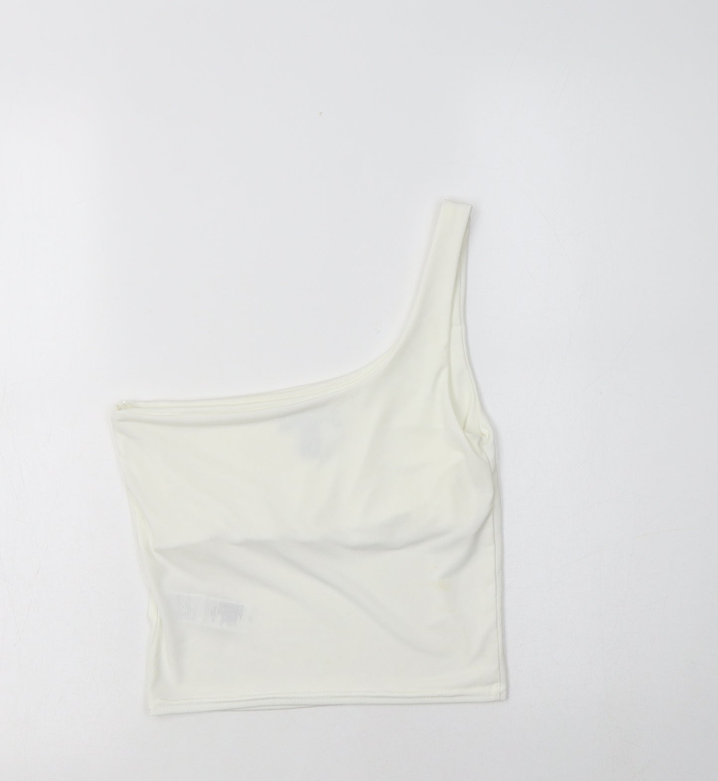 New Look Womens White  Polyester Cropped Tank Size 10 One Shoulder