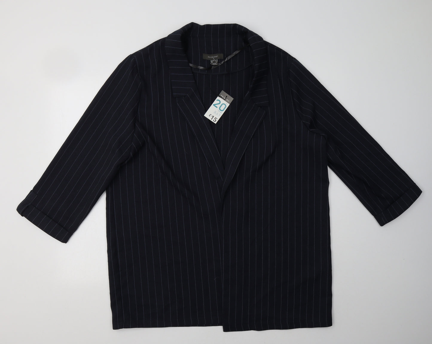 Primark Womens Blue Striped  Jacket Blazer Size 20