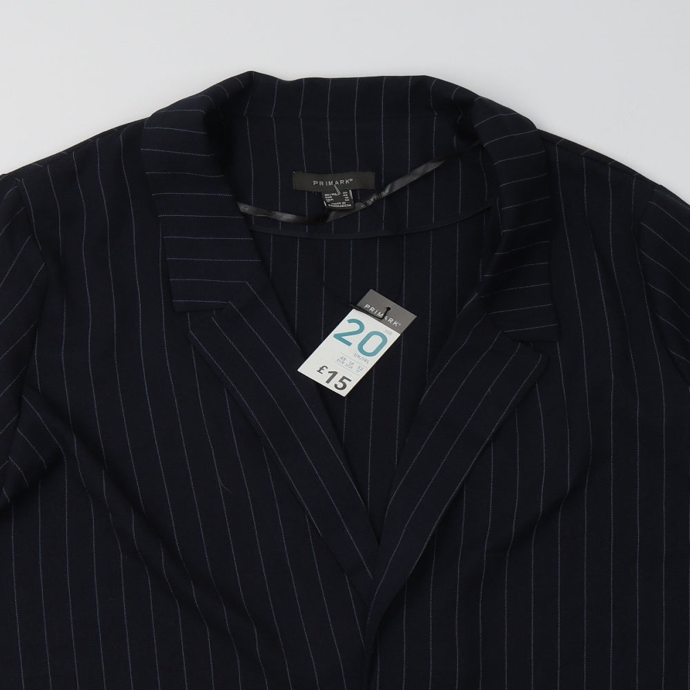 Primark Womens Blue Striped  Jacket Blazer Size 20