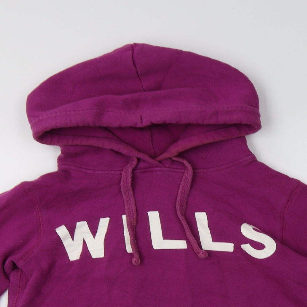 Jack Wills Womens Purple  Cotton Pullover Hoodie Size 10