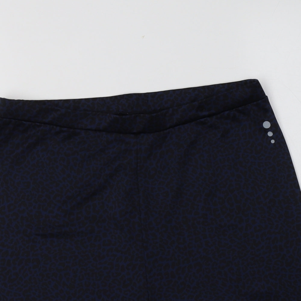 TU Womens Blue Animal Print Polyester Compression Shorts Size 16 L6 in Regular