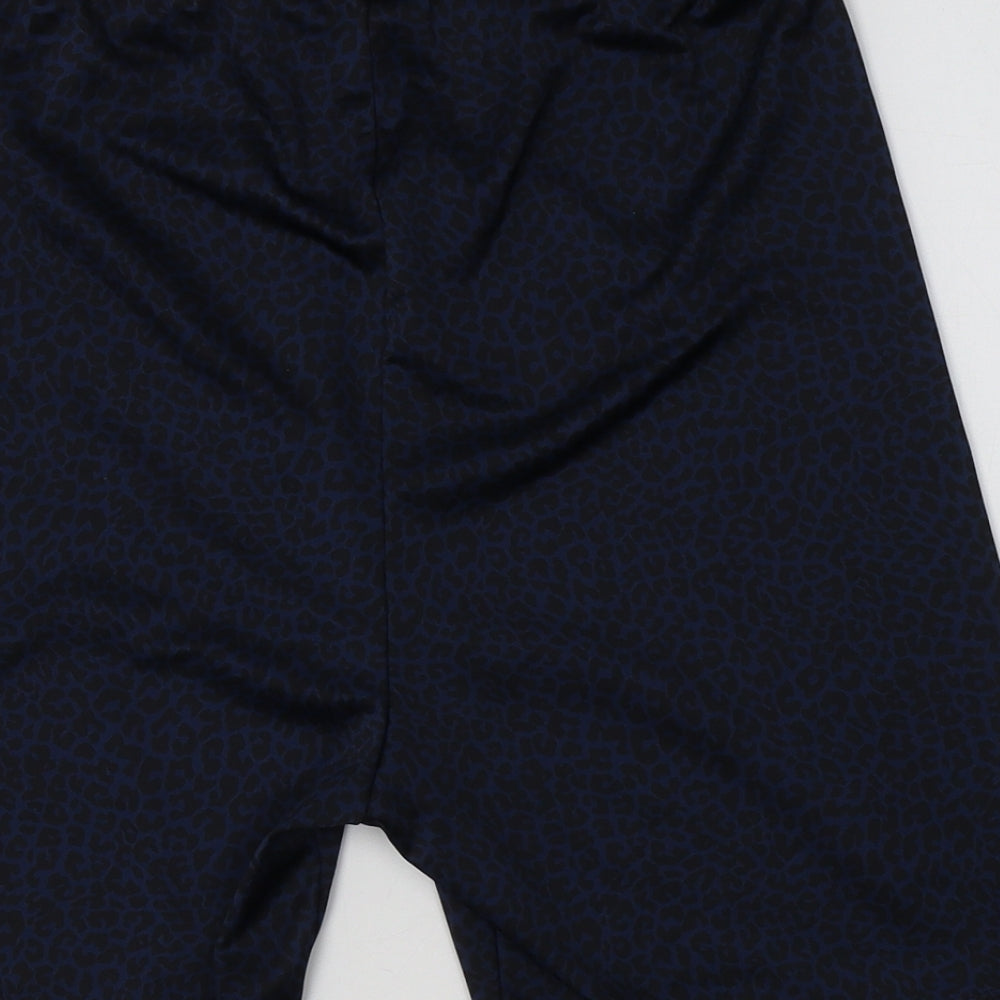 TU Womens Blue Animal Print Polyester Compression Shorts Size 16 L6 in Regular
