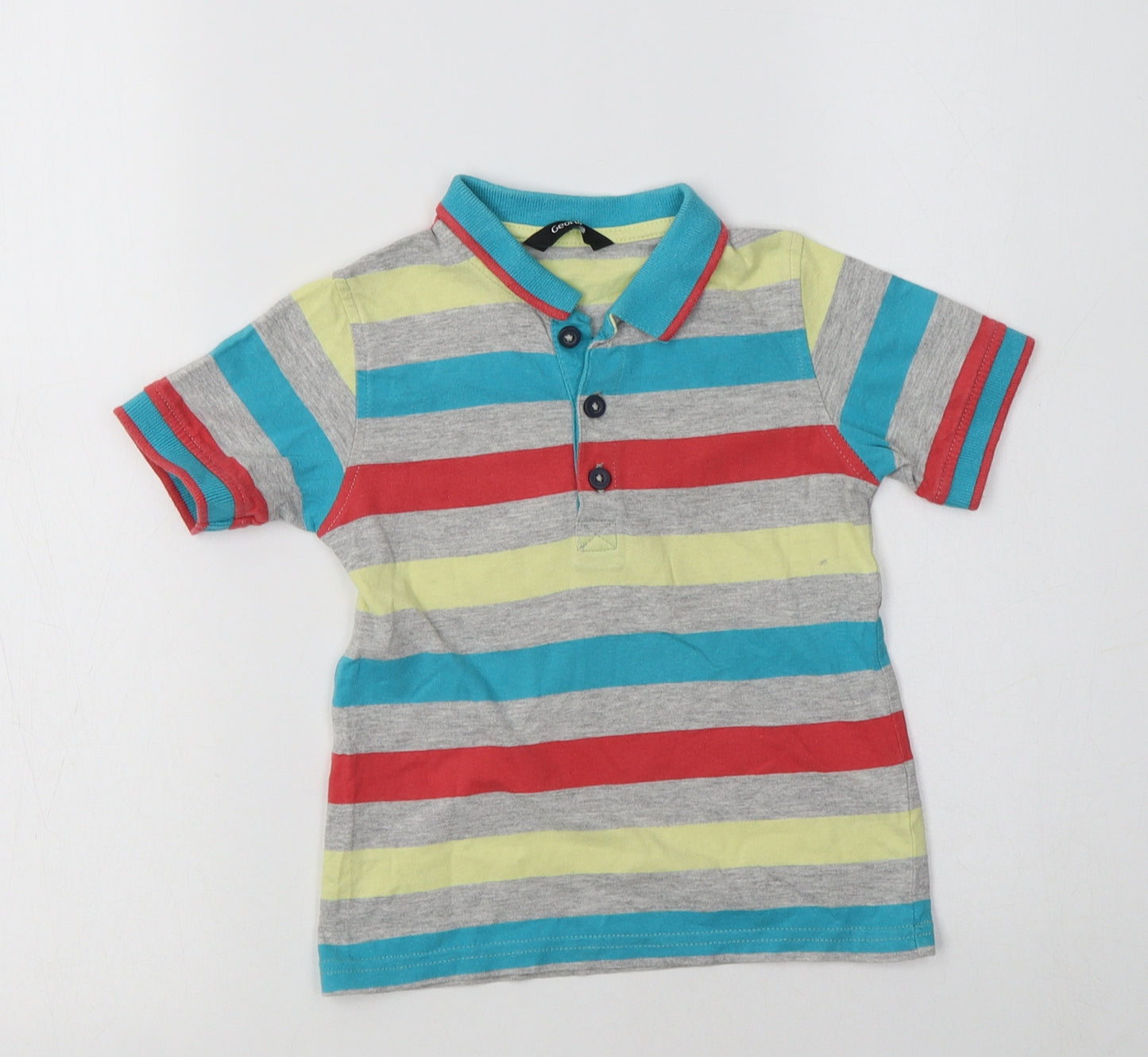George Boys Multicoloured Striped Cotton Basic Polo Size 2-3 Years Collared
