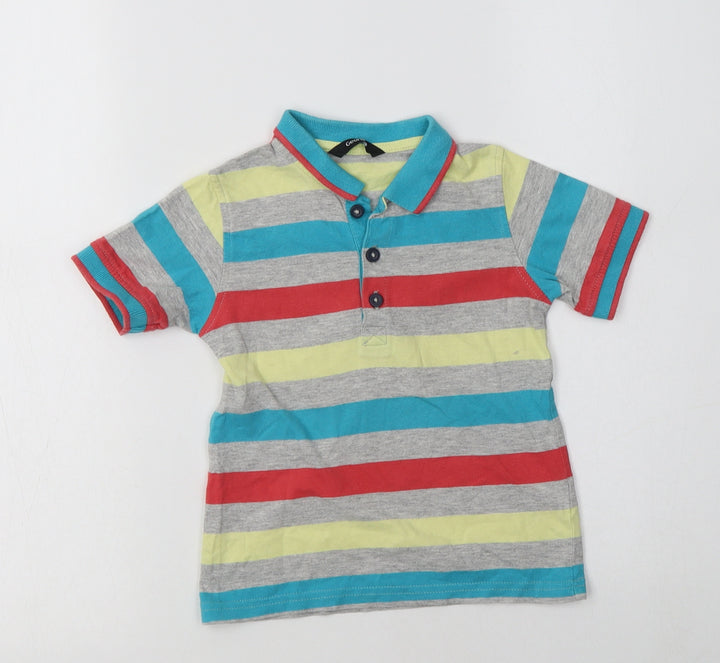 George Boys Multicoloured Striped Cotton Basic Polo Size 2-3 Years Collared