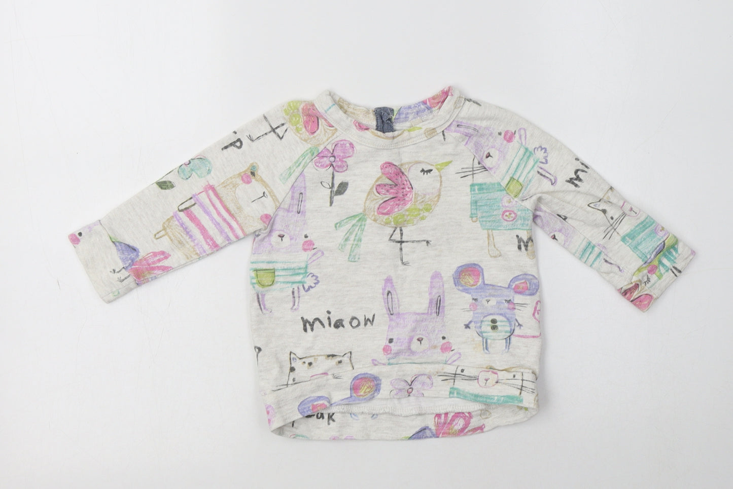 NEXT Baby Ivory Geometric Cotton Pullover Jumper Size 9-12 Months   - Cute Animals