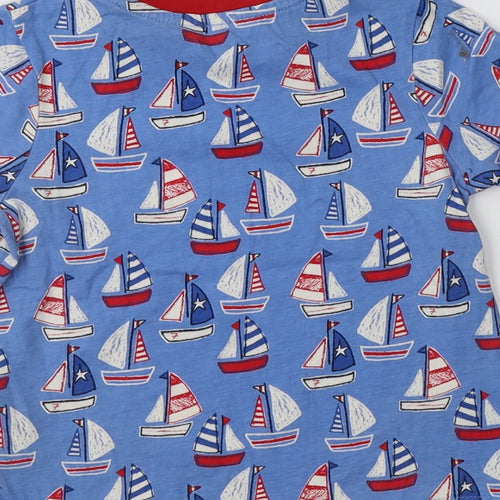 George Boys Blue  Cotton Basic T-Shirt Size 2-3 Years Crew Neck  - Boat Print