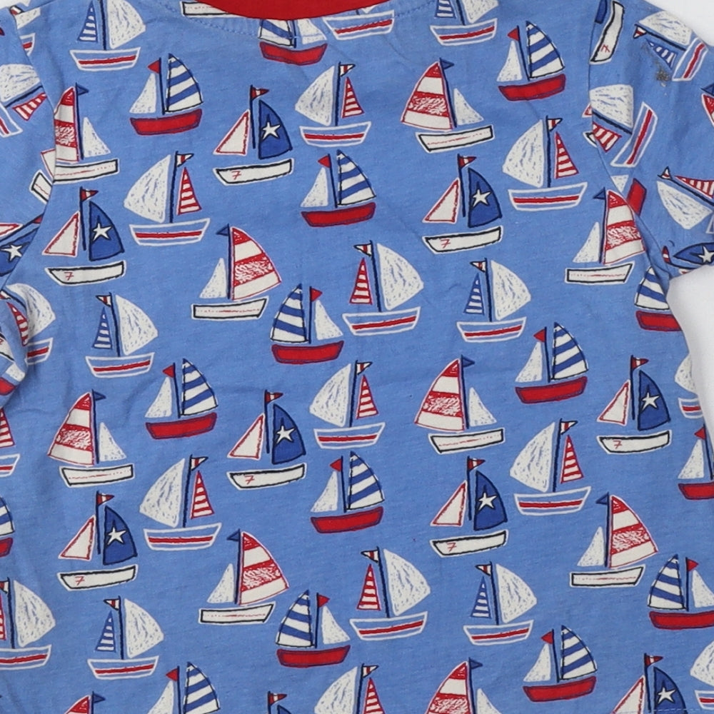 George Boys Blue  Cotton Basic T-Shirt Size 2-3 Years Crew Neck  - Boat Print