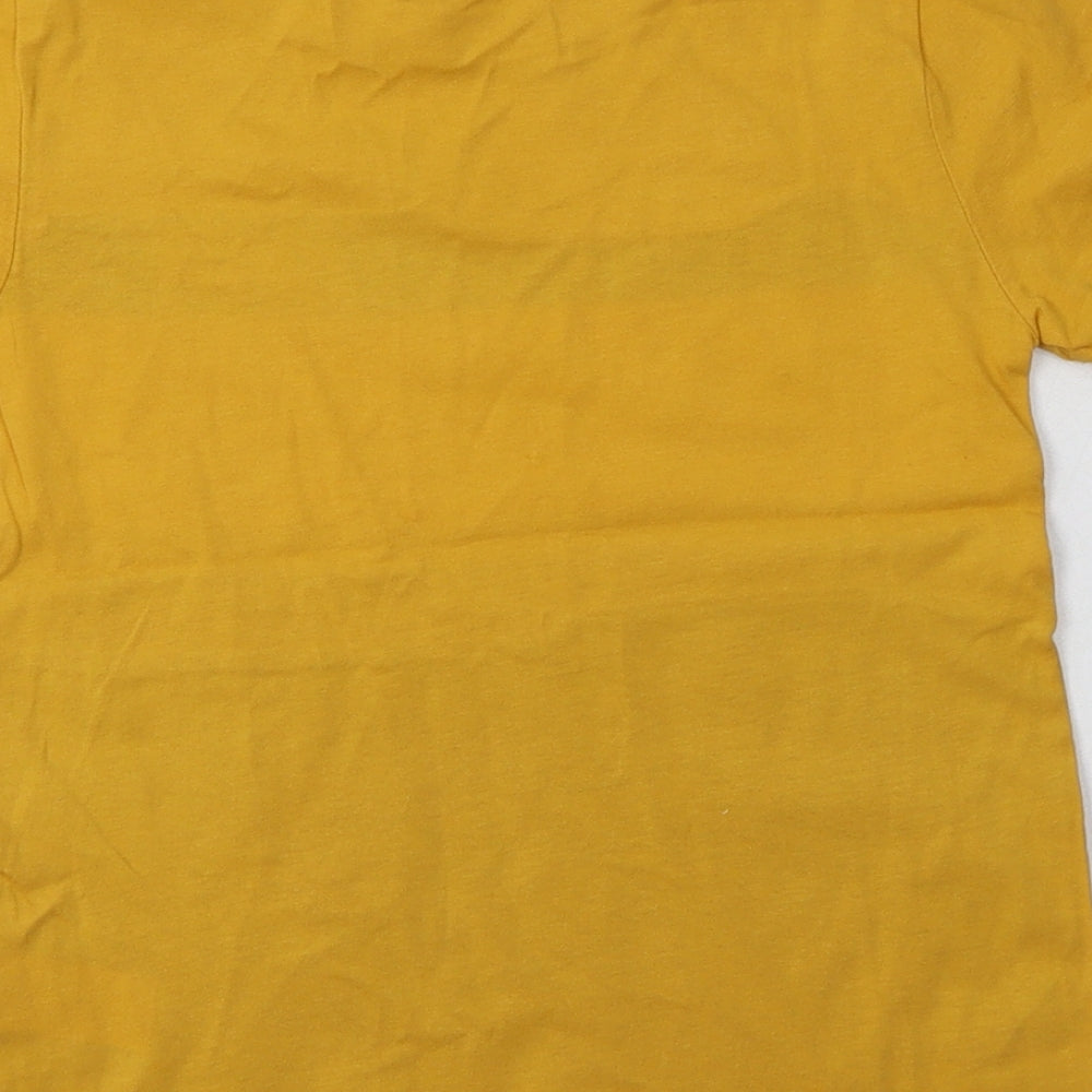 M&Co Boys Yellow Striped Cotton Basic T-Shirt Size 6-7 Years Crew Neck