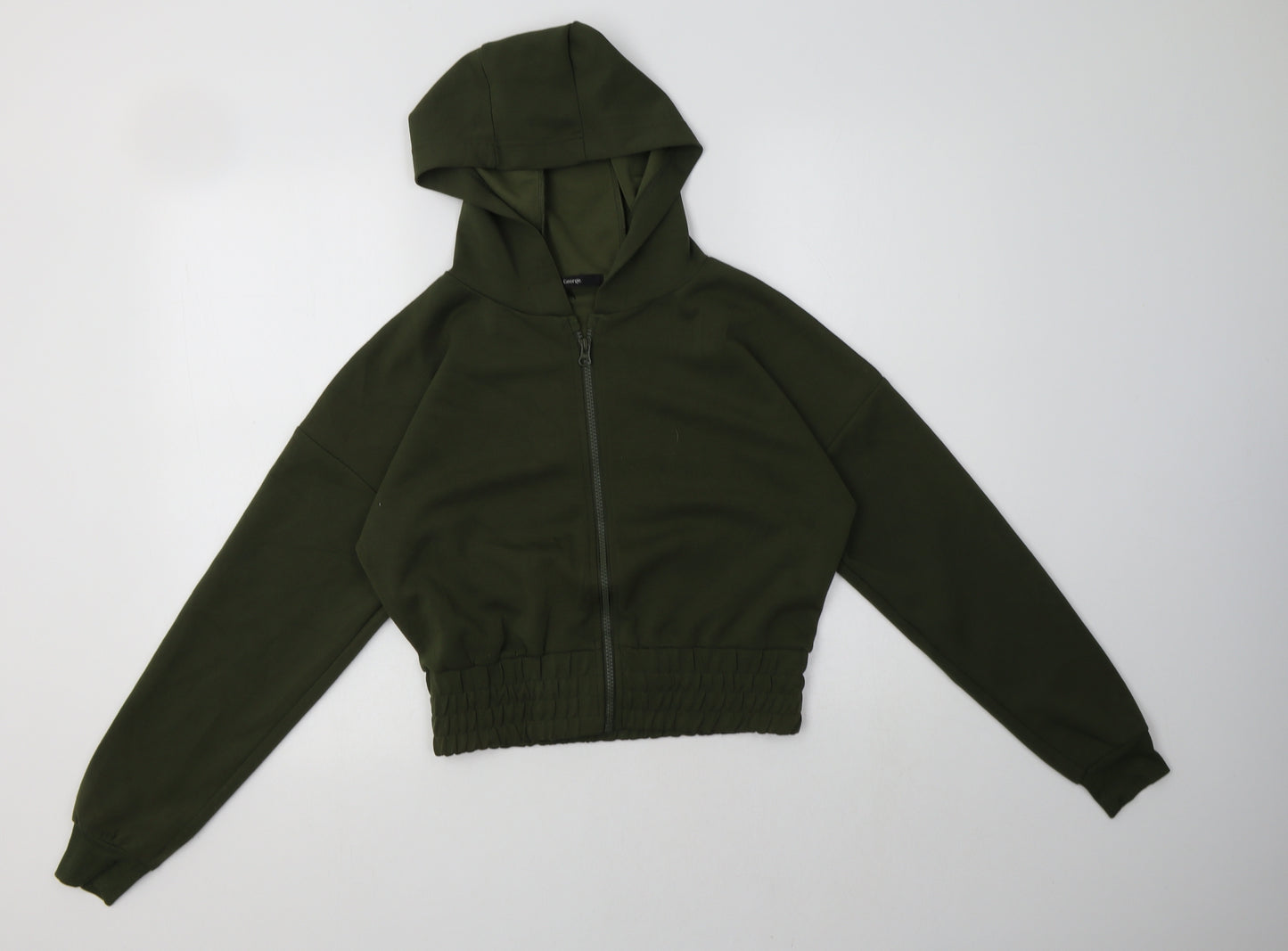 George Womens Green  Polyester Full Zip Hoodie Size M
