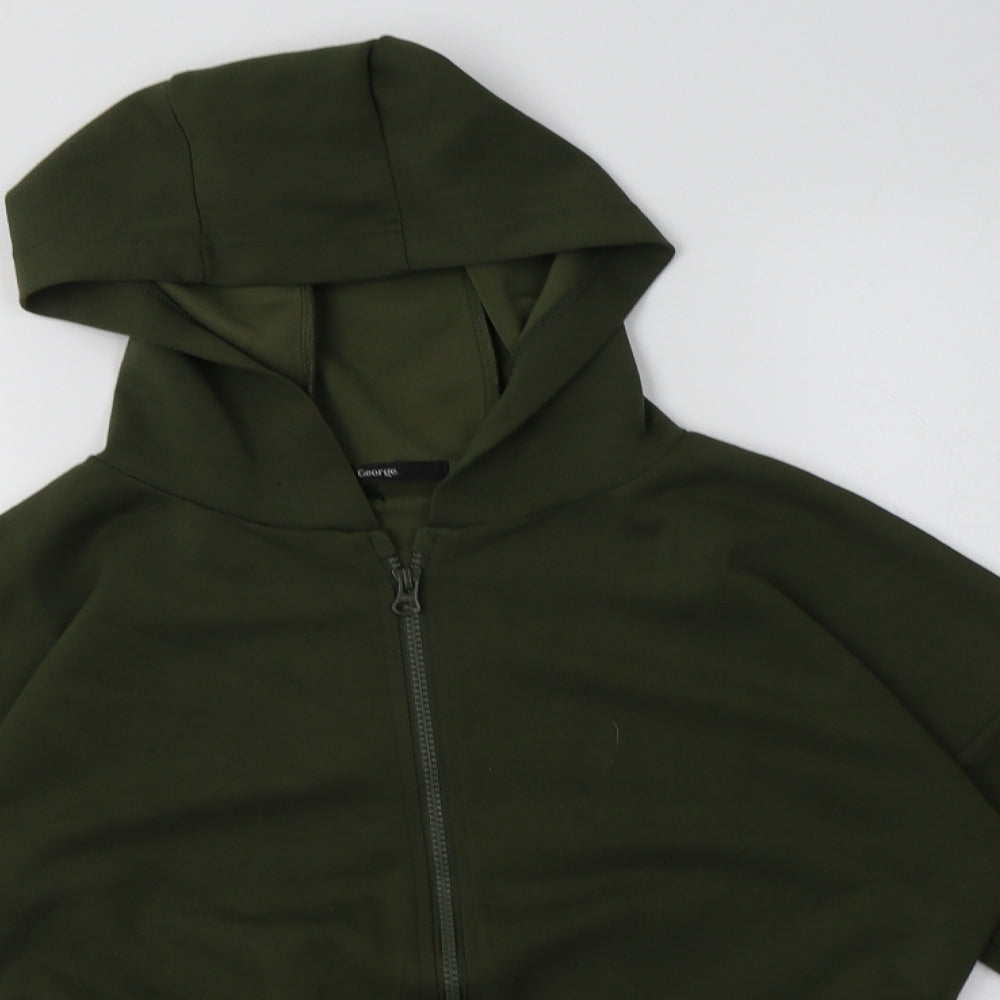 George Womens Green  Polyester Full Zip Hoodie Size M
