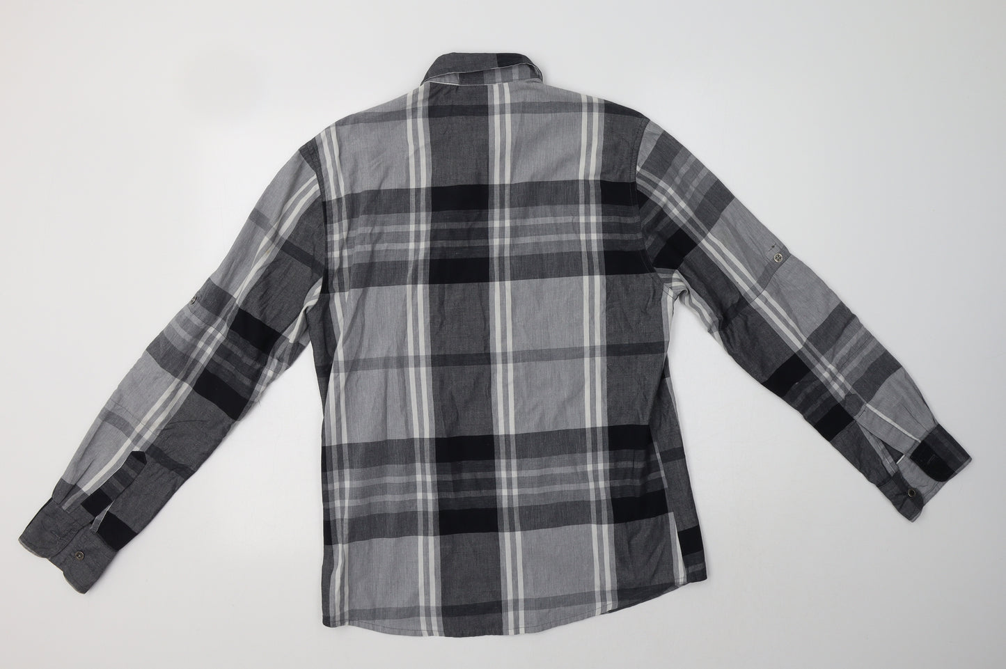 Lee Cooper Mens Grey Check Cotton  Button-Up Size XS Collared