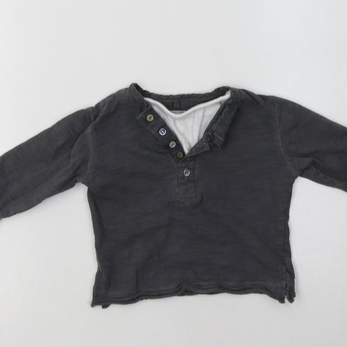 NEXT Baby Grey  Cotton Basic T-Shirt Size 9-12 Months Henley