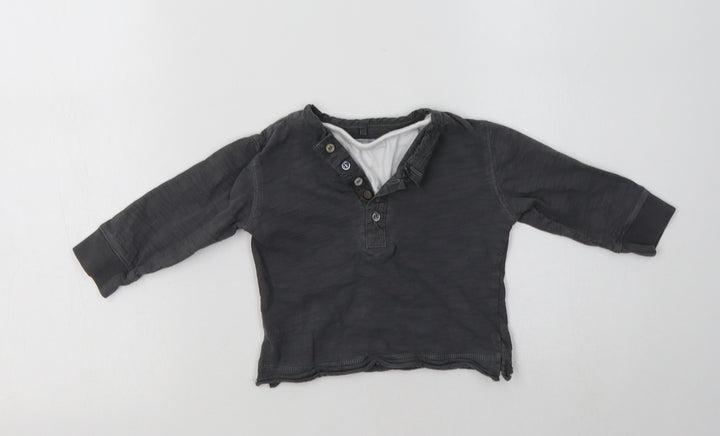NEXT Baby Grey  Cotton Basic T-Shirt Size 9-12 Months Henley