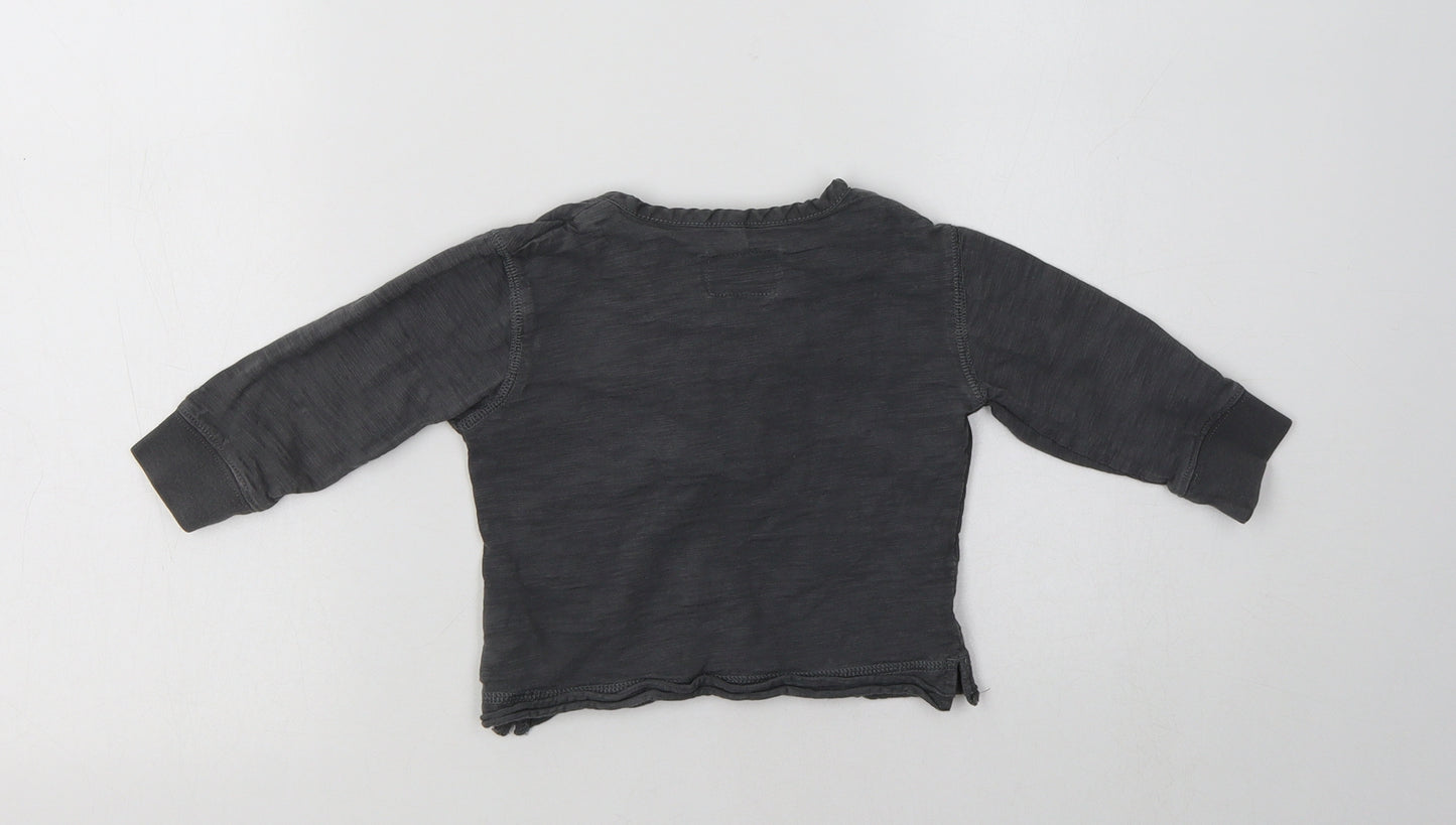 NEXT Baby Grey  Cotton Basic T-Shirt Size 9-12 Months Henley