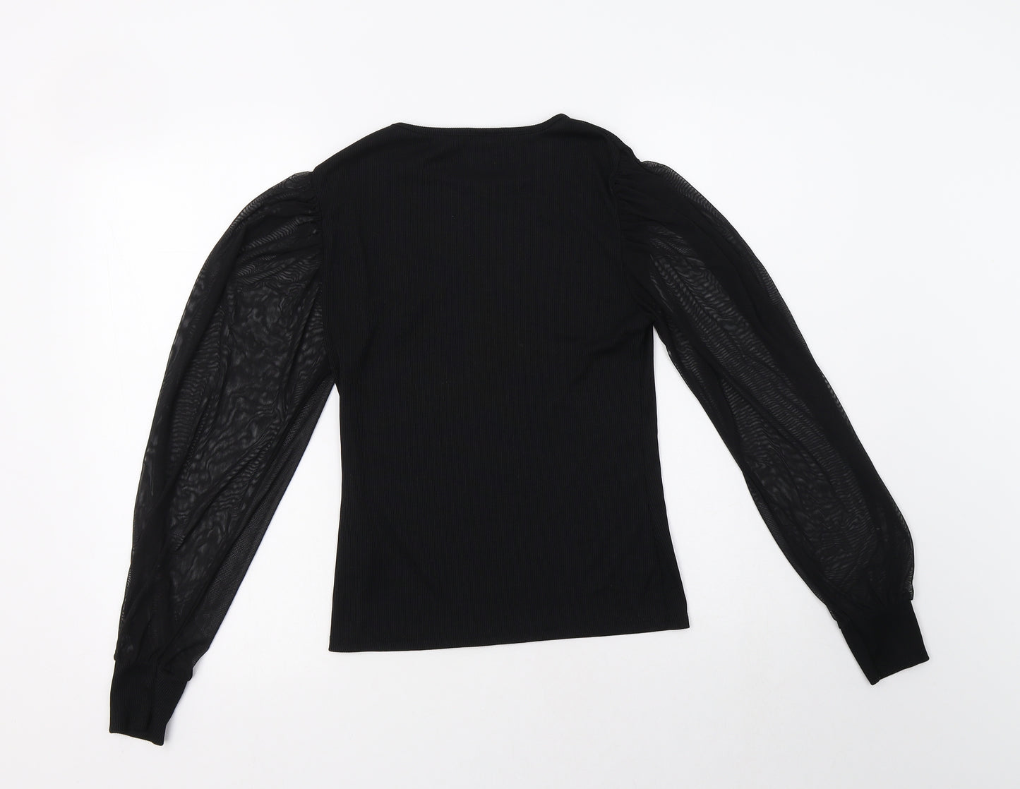 Boohoo Womens Black  Polyester Basic Blouse Size 10 Crew Neck