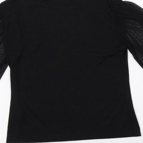 Boohoo Womens Black  Polyester Basic Blouse Size 10 Crew Neck