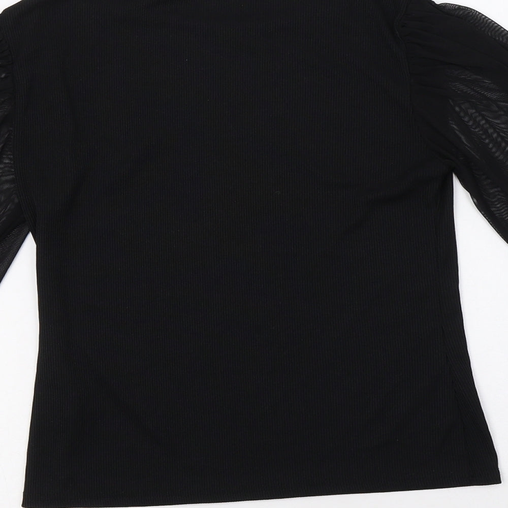 Boohoo Womens Black  Polyester Basic Blouse Size 10 Crew Neck