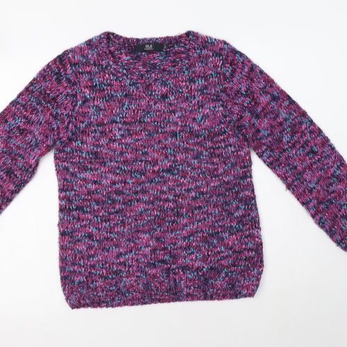 Isle Womens Purple Collared  Acrylic Pullover Jumper Size 10