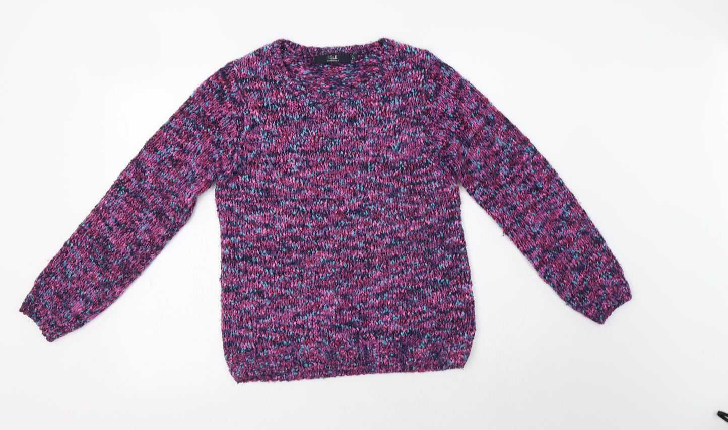 Isle Womens Purple Collared  Acrylic Pullover Jumper Size 10