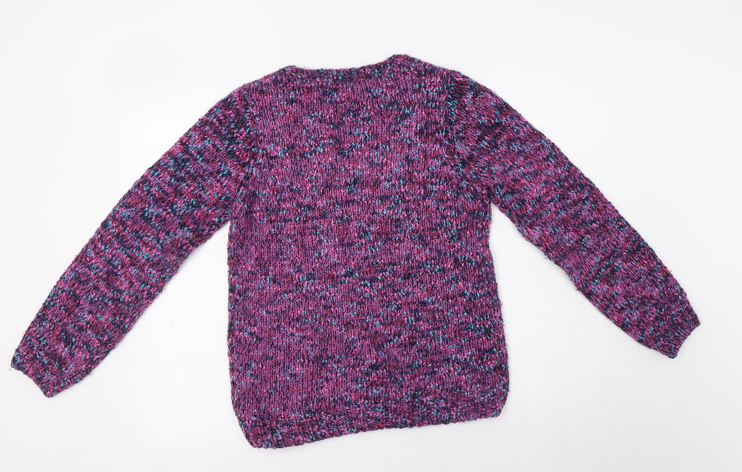 Isle Womens Purple Collared  Acrylic Pullover Jumper Size 10