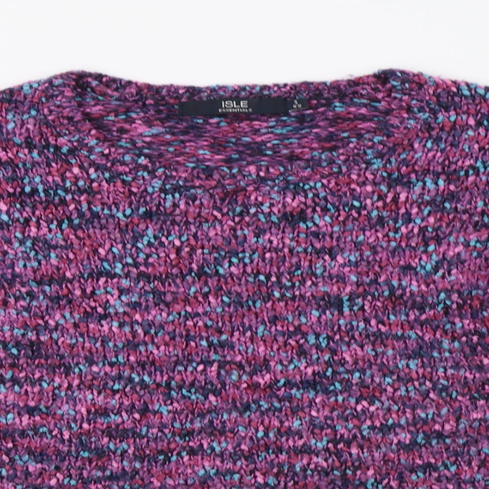 Isle Womens Purple Collared  Acrylic Pullover Jumper Size 10