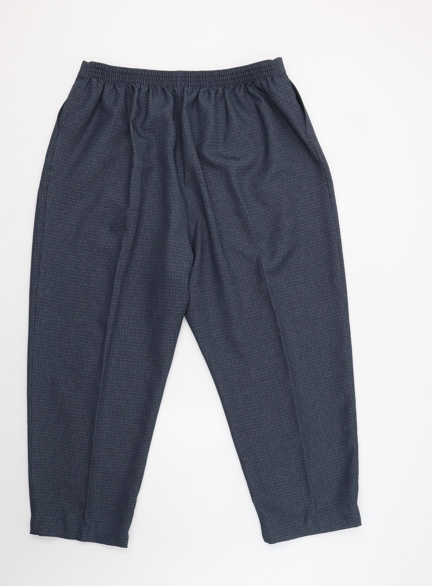 Berkertex Womens Blue Check Polyester Dress Pants Trousers Size 24 L27 in Regular