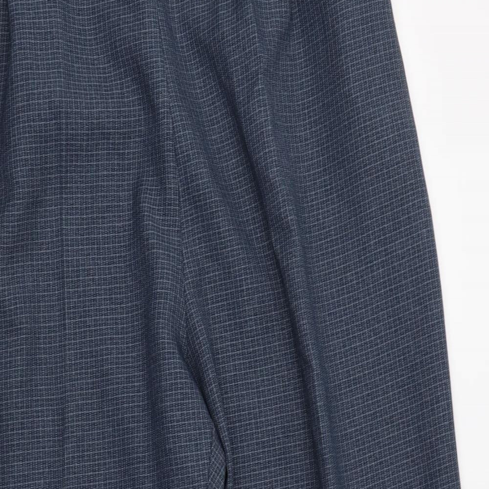 Berkertex Womens Blue Check Polyester Dress Pants Trousers Size 24 L27 in Regular