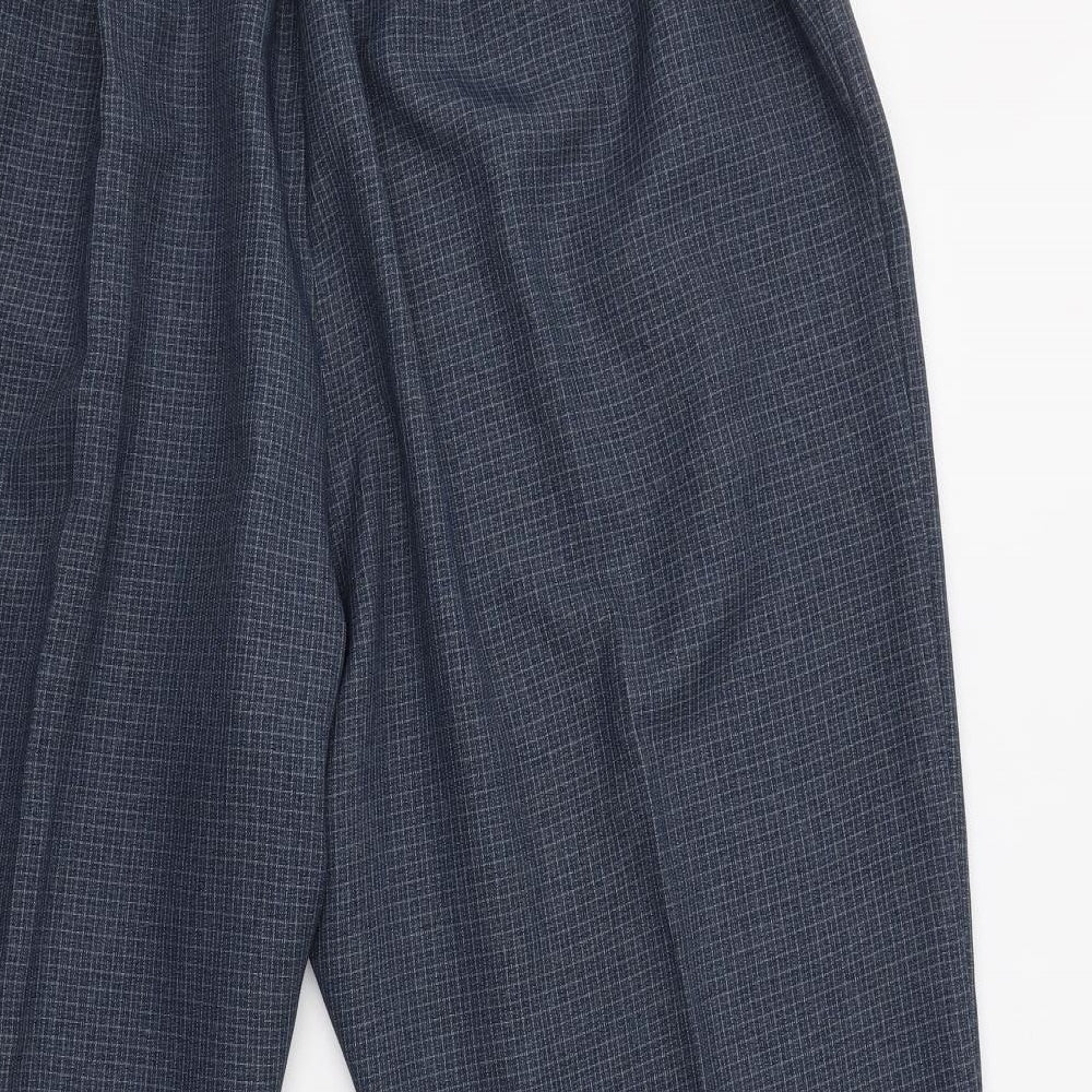 Berkertex Womens Blue Check Polyester Dress Pants Trousers Size 24 L27 in Regular
