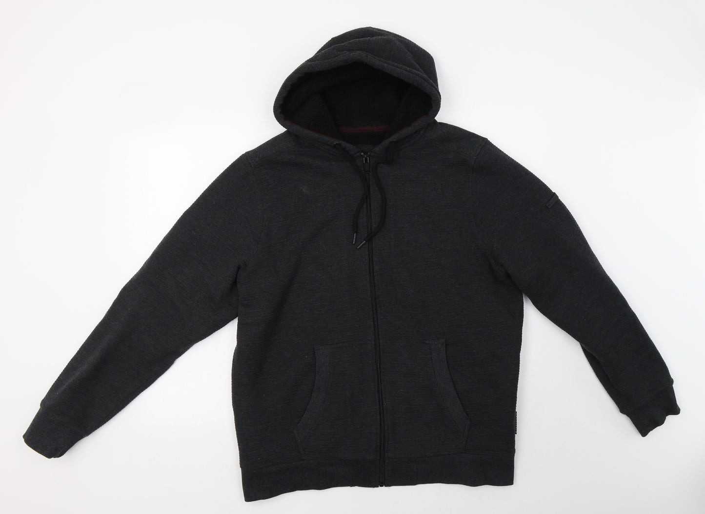 Dissident Mens Black  Polyester Full Zip Hoodie Size XL   - Fluffy Lining