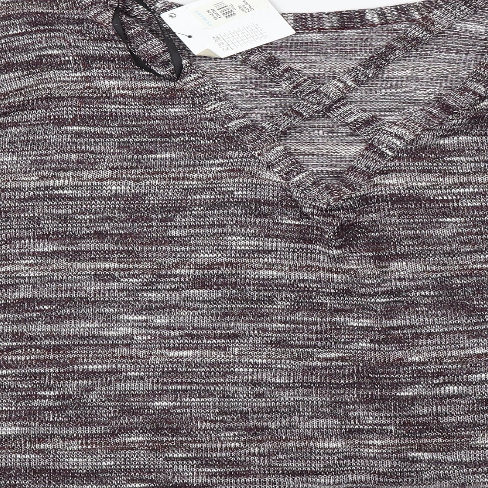 Primark Womens Purple Round Neck Striped Viscose Pullover Jumper Size 20