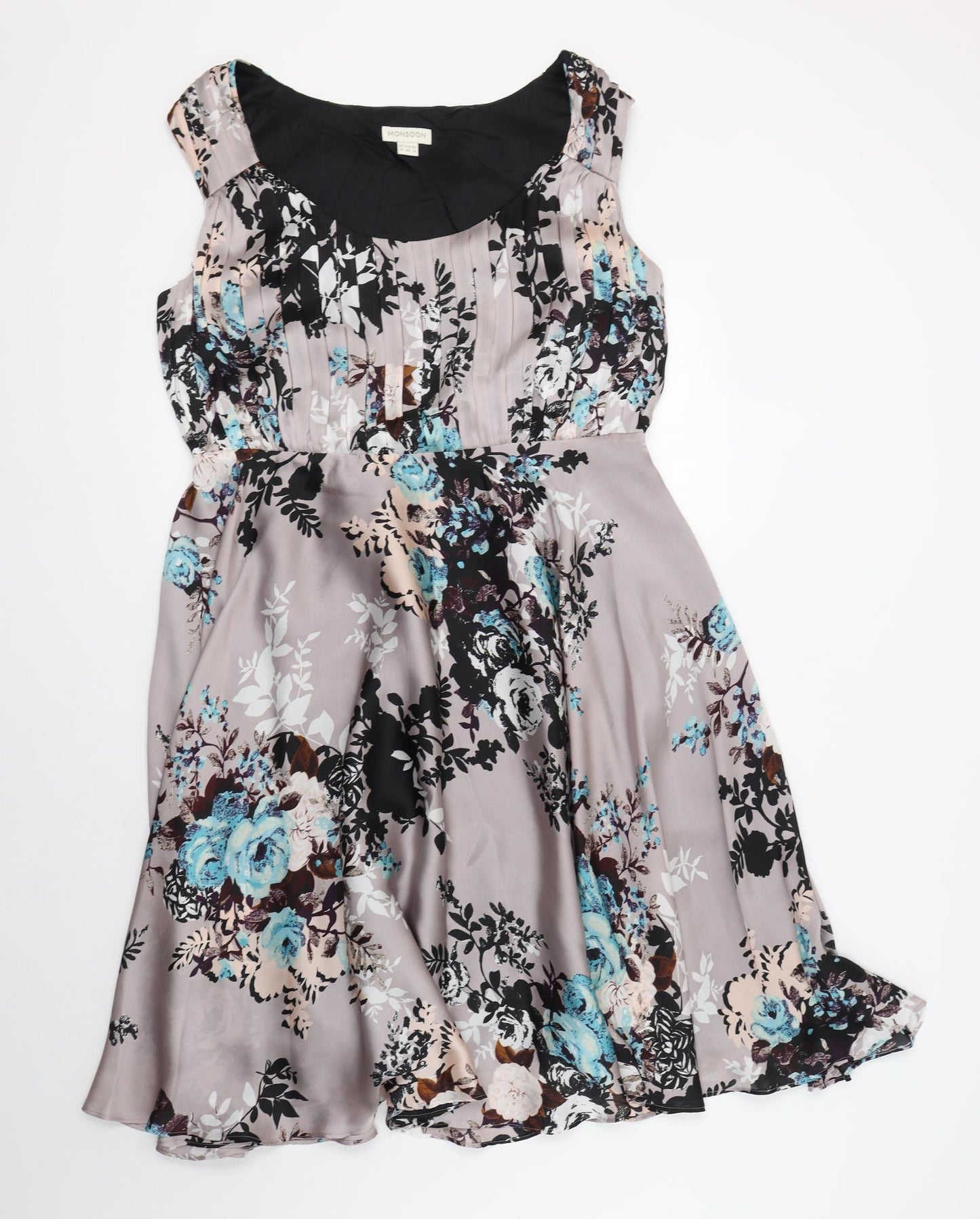 Monsoon Womens Pink Floral Polyester Fit & Flare  Size 18  Round Neck