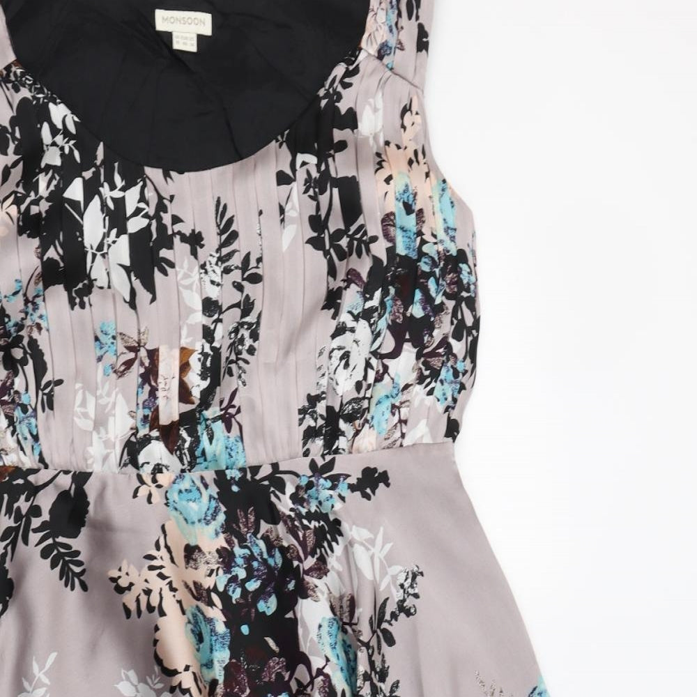 Monsoon Womens Pink Floral Polyester Fit & Flare  Size 18  Round Neck
