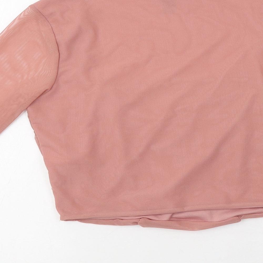 New Look Womens Pink  Polyester Cropped Blouse Size 12 Square Neck - Ruched