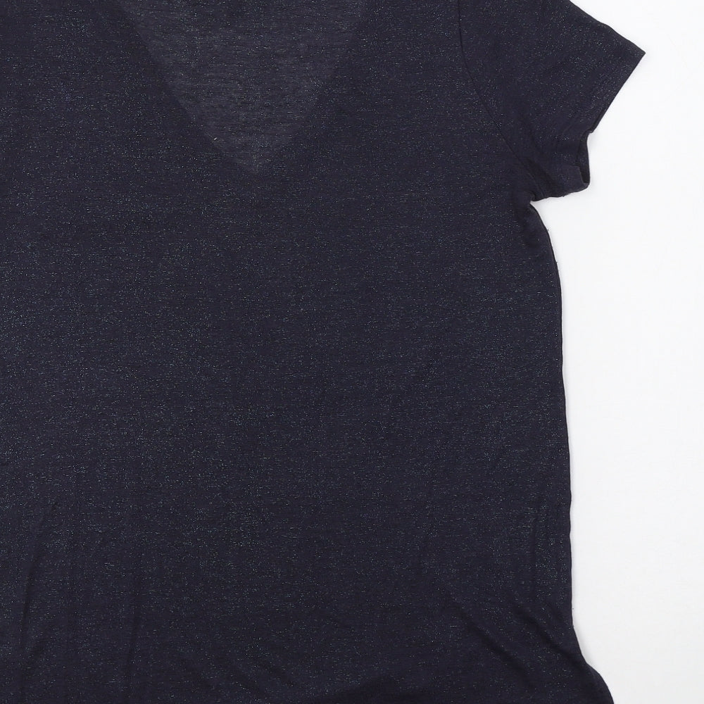 NEXT Womens Blue  Viscose Basic T-Shirt Size 10 V-Neck